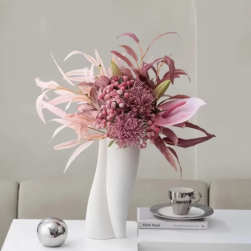 Simple ceramic vase mother and child double mouth home living room desktop decoration ornament advanced sense