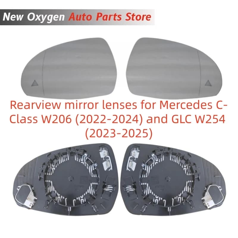 Heated Rear Mirror Glass with Blind Spot Warning For Mercedes C-Class W206 2022-2024, GLC W254 2023-2025