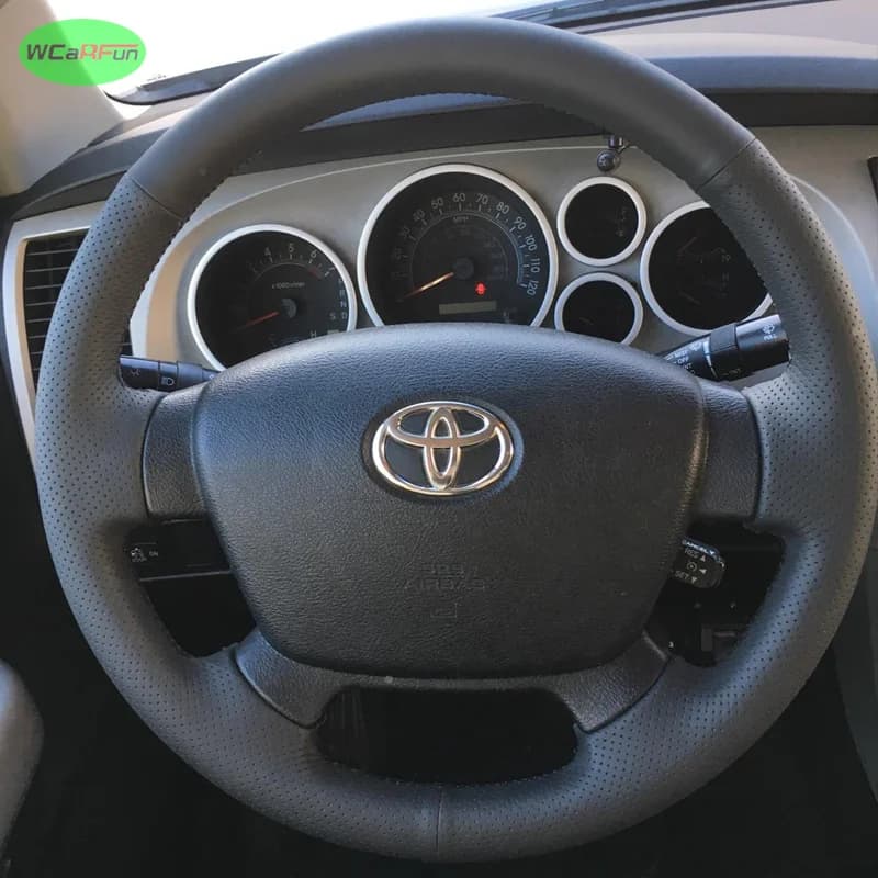 Customize MicroFiber Leather Steering Wheel Cover for Toyota Land Cruiser 200 Series Land Cruiser 70 Series Tundra Sequoia 2007