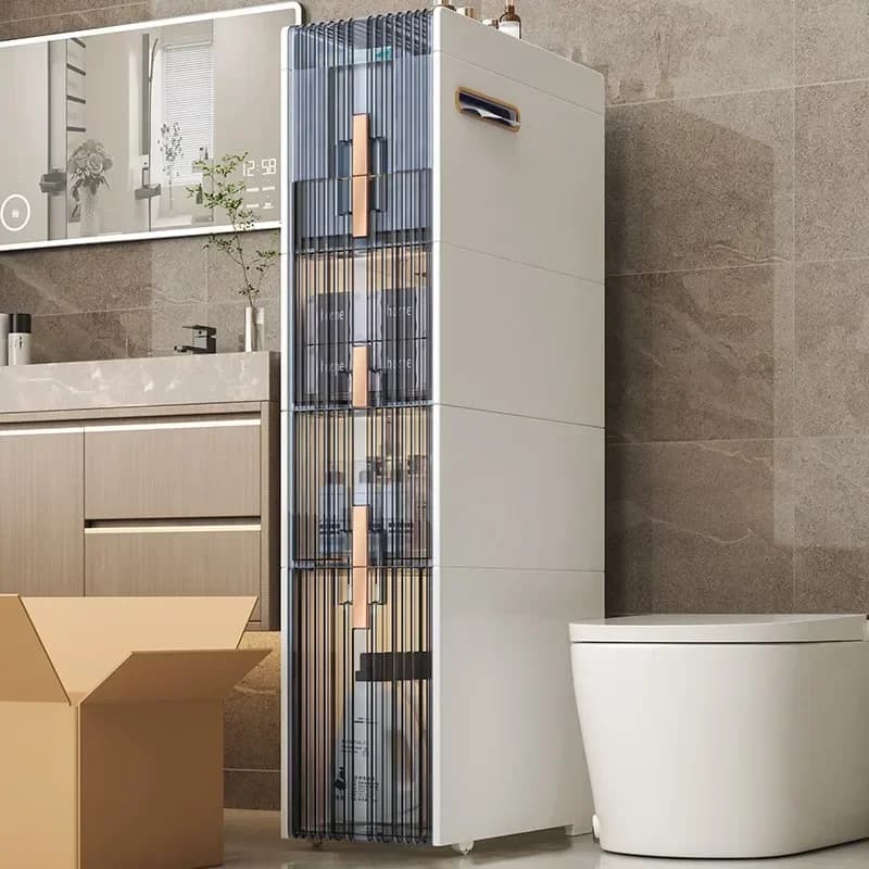 Toilet Crevice Storage Cabinet Free Installation Bathroom Rack Locker Waterproof