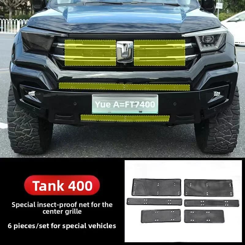 For Great Wall GWM Tank 400 2023 + Car Styling New Energy Front Racing Grille Insect Screen Net Protector Decoration Accessories