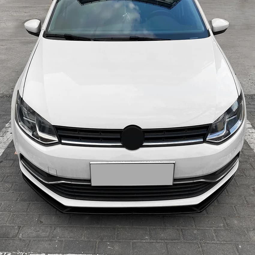 For Volkswagen VW POLO MK5 6R 6C 2009-2017 Car Front Bumper Lip Glossy Black Lower Splitter Blade Guard Plate Cover Kit