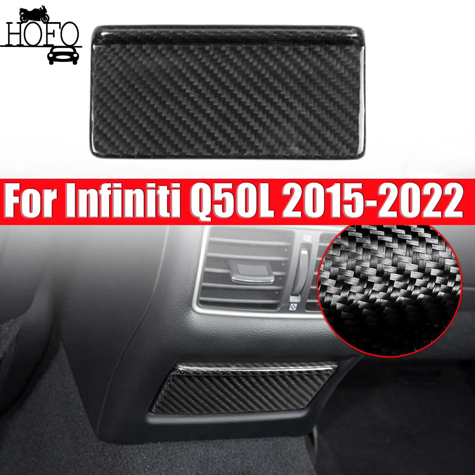 Rear Air Vent Outlet Trim Cover Carbon Fiber For Infiniti Q50L 2015-2022