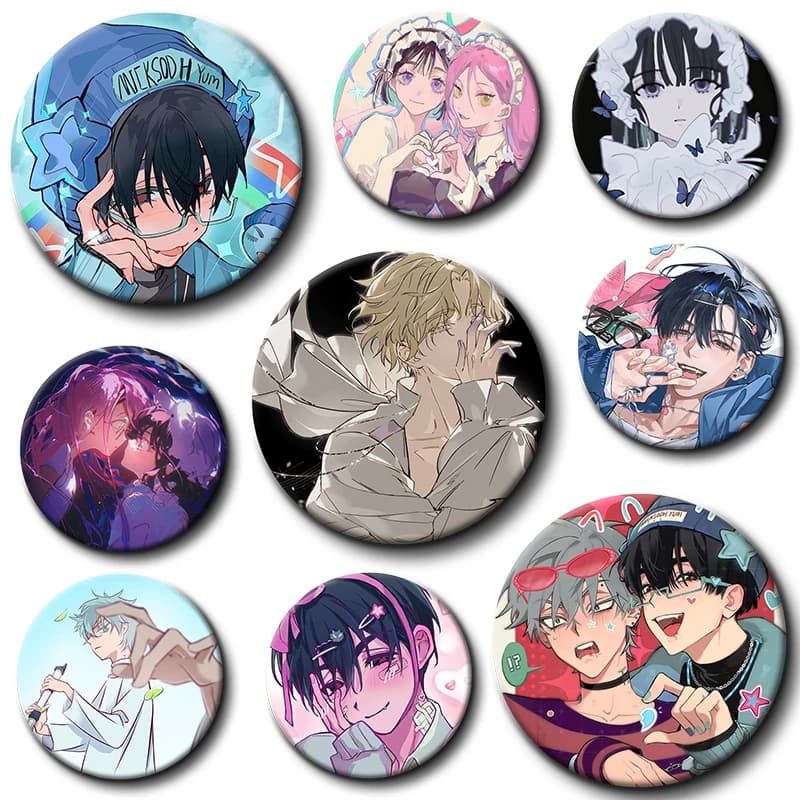 Korean Manhwa Alien Stage Lapel Pins Ivan Till Sua Mizi Icons Cartoon Badge Tinplate Round Brooch on Bag Jewelry Gift for Friend