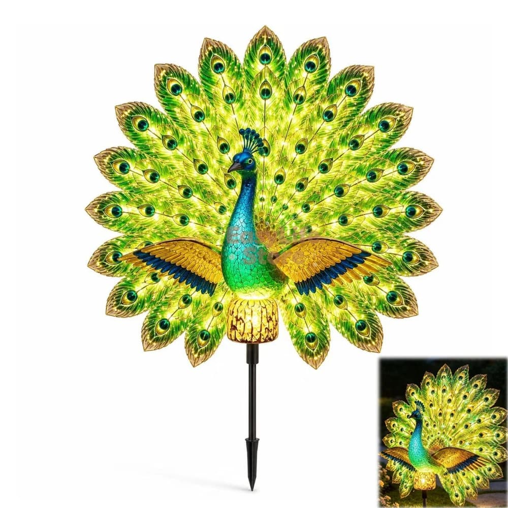 Solar Peacock Garden Sculpture, Outdoor Decor Light with Auto-On LED,Solar Garden Sculpture Moving, Ip44 All-Weather Waterproof