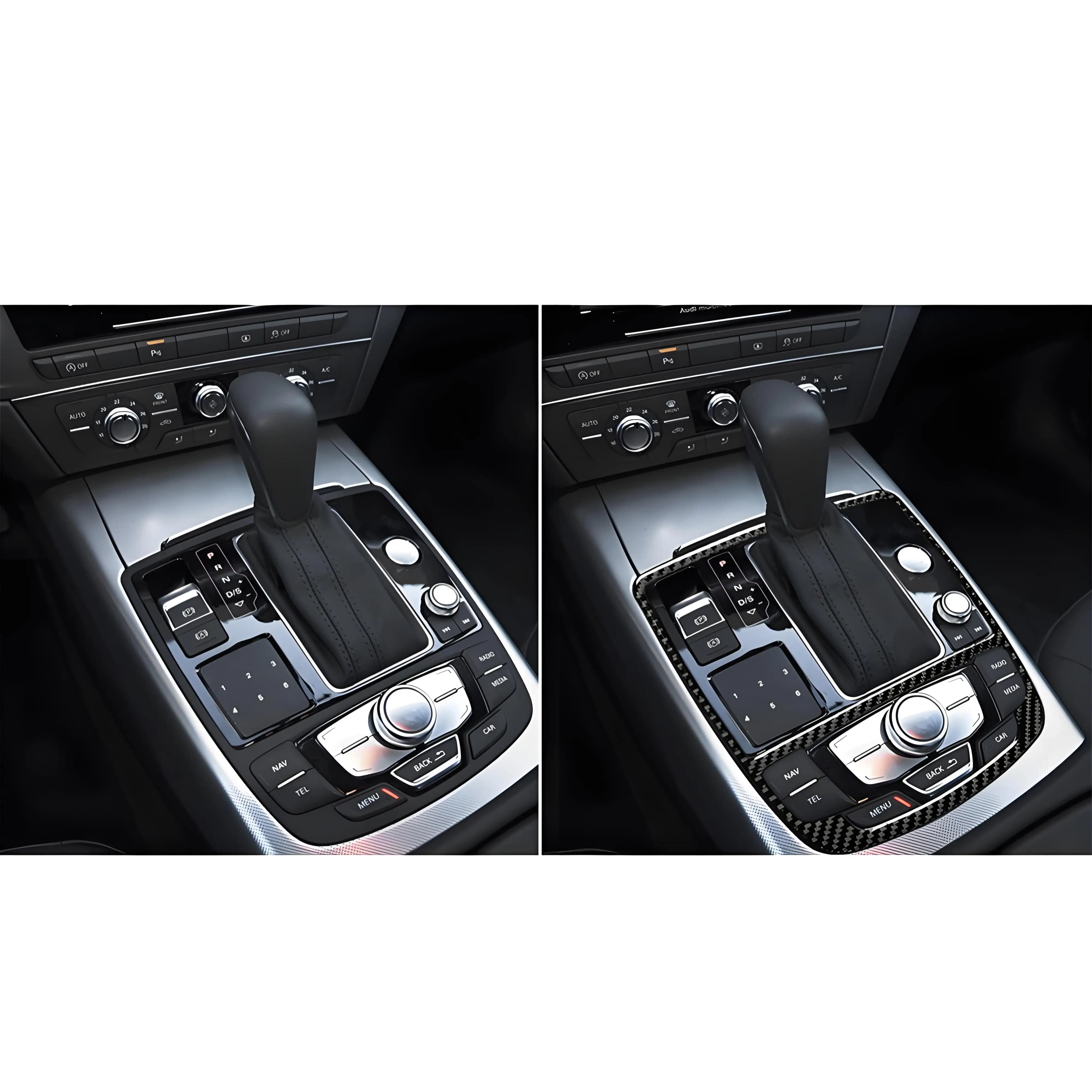 Black Car Interior Cover Trim For Audi A6 A7 2012-2015 2016 2017 2018 Steering Wheel Carbon Fiber Sticker Decorative Accessories
