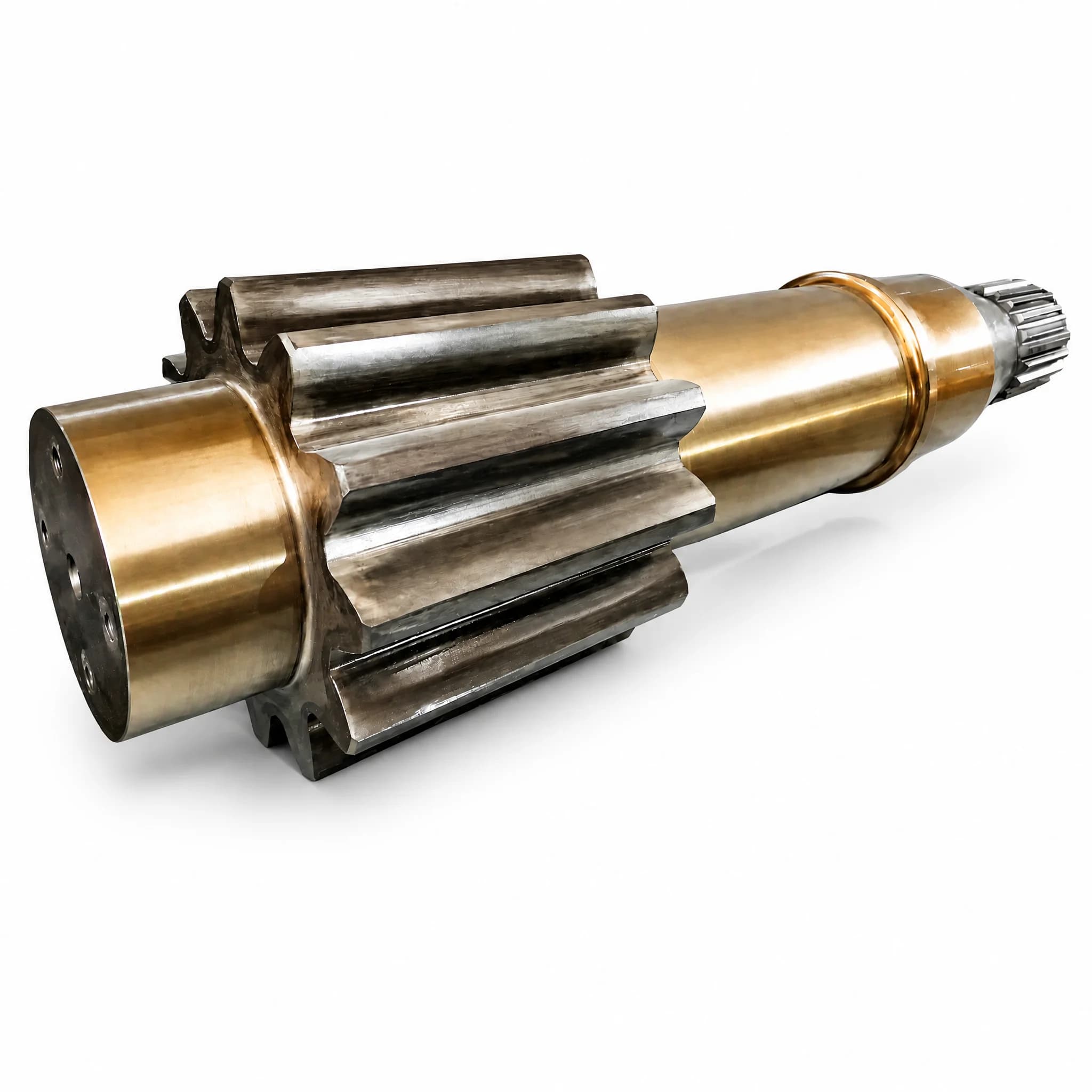 Heavy Custom CNC Machined Carbon Steel Spur Gear Shaft Flange Splined End Precision Ground for Industrial Machinery 1 Year