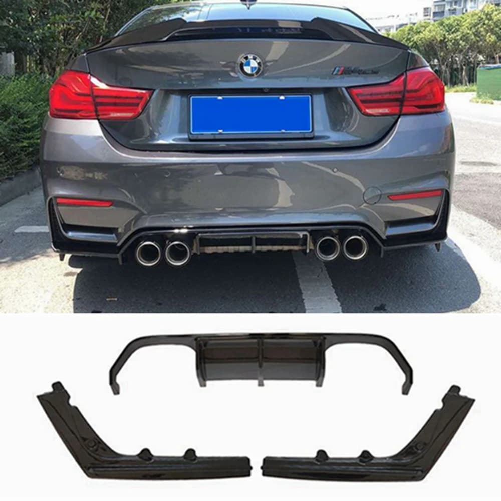 Diffuser Spoiler Lip Splitter Rear Bumper Lip Protector Guard For BMW F80 M3 F82 M4 2015-2020 glossy black F80 Car Rear Bumper