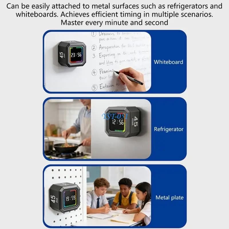 E15A Intelligent Digital Timer With 3 Volumes Level 800mAh Battery Visual Time Tracking For Studying Baking And Exercise
