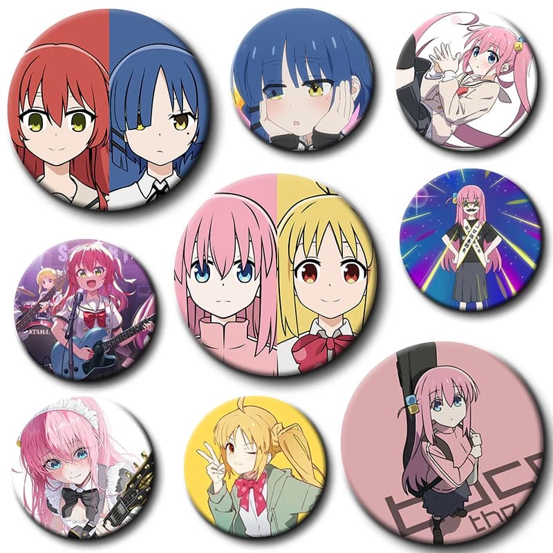 Cute Cartoon Character Hitori Ryou Nijika Ikuyo Badge Anime Bocchi Rock Band Brooch Pins Clothing Backpack Accessories Gifts