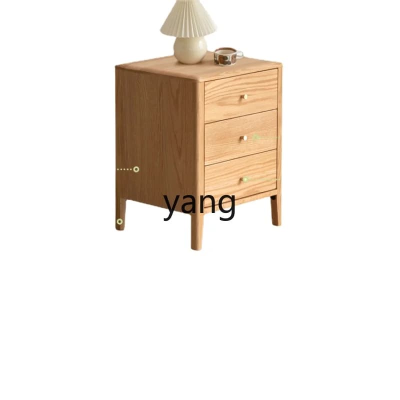 LTT  Bedside Table Modern Minimalist Bedside Cabinet Nordic Drawer Locker Oak