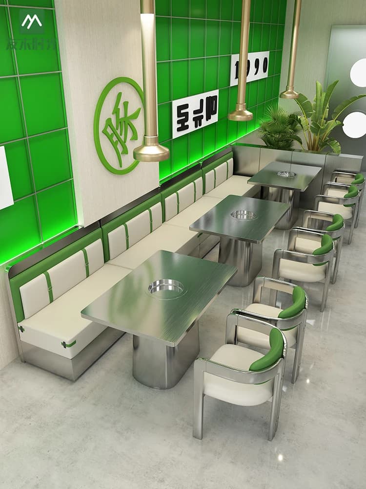 LTT stainless steel chair industrial style theme restaurant wall booth cafe table and chair combination
