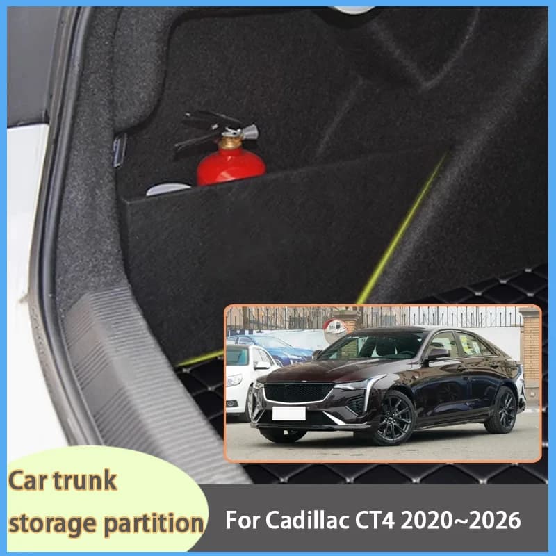 For Cadillac CT4 2020~2026 2025 Car Organizer Thickening Trunk Side Partition Trunk Interior Storage Box Parts