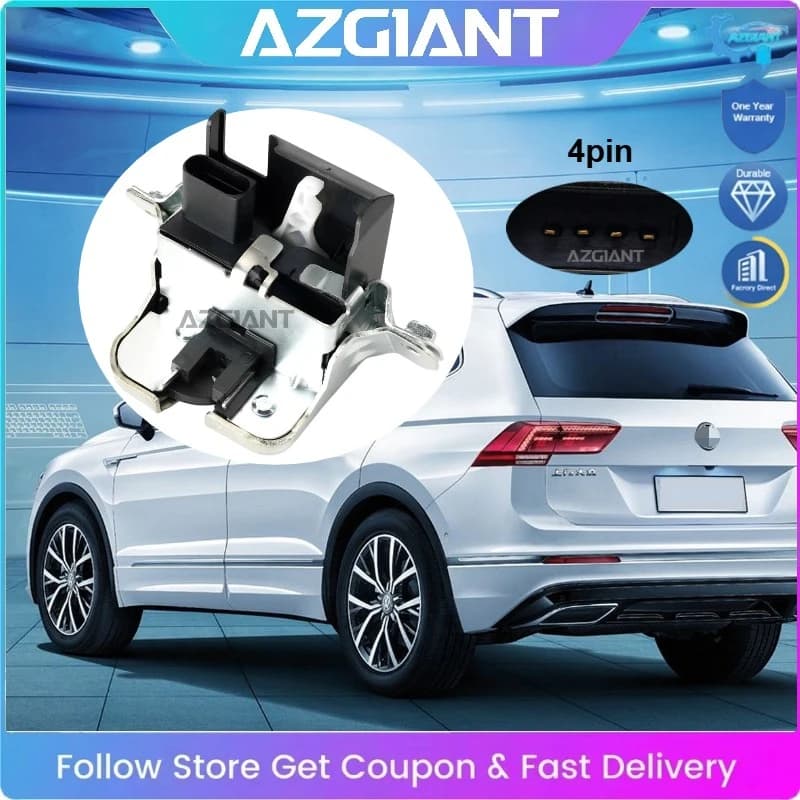 AZGIANT Car Rear Door Trunk Lid Latch Lock Release Motor 4Pin for 2010-2018 VW TIGUAN 7P5 Self-Repair OE#7P0827505G