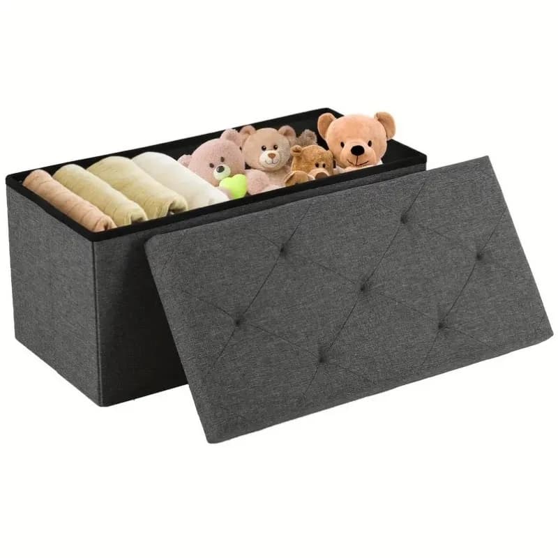 Large Foldable Storage Ottoman, Multi‑Purpose 3‑Seat Storage Box for Home Living Room Organizer