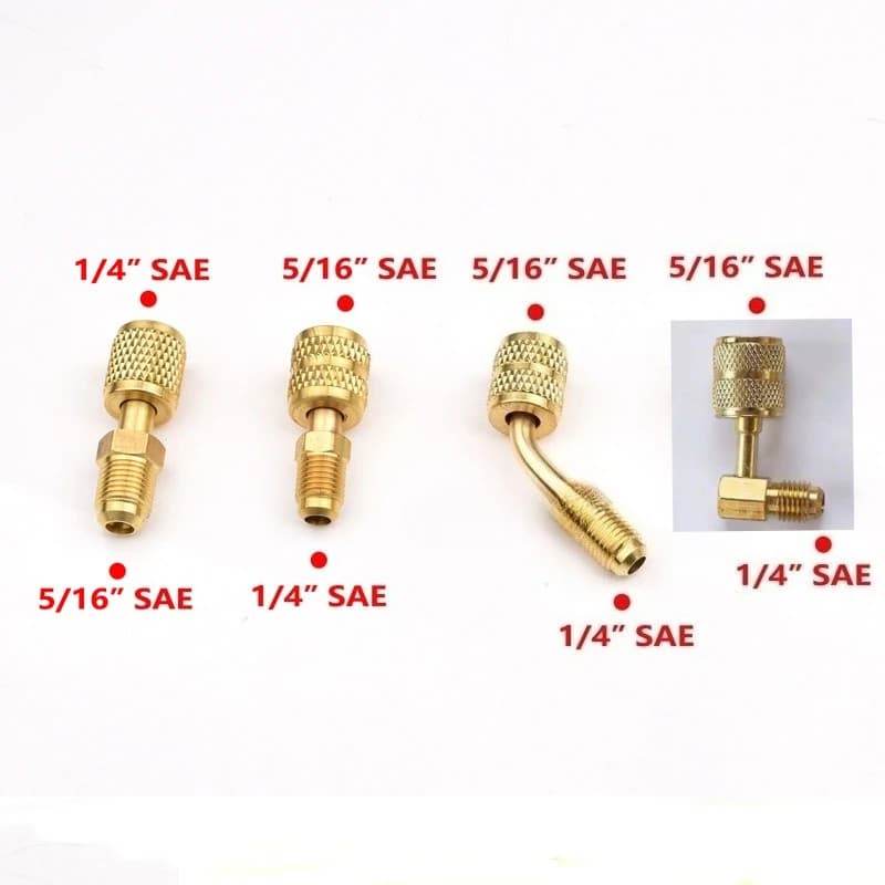 5/16'' 1/4'' SAE R410a R22 Refrigerant Adapter for Mini Split Charging System Vacuum Port for Air Conditioner HVAC Refrigeration