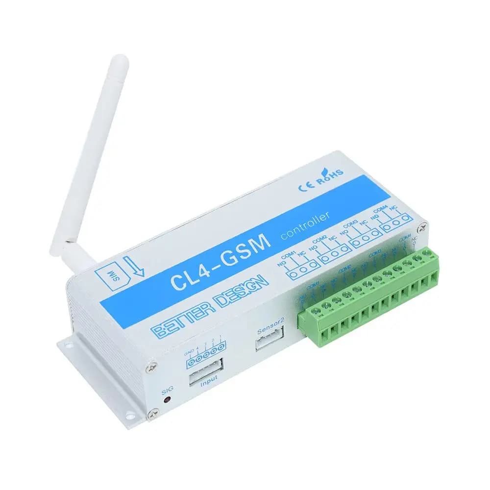 SMS GSM APP 4 Channel Relay Switch Controller CL4-GSM for Gate Door Opener Support Temperature Humidity Power Fail