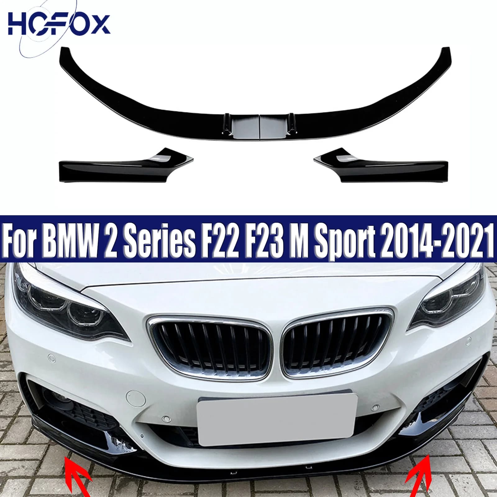 For BMW 2 Series F22 F23 M Sport 2014-2021 Front Bumpers Lip  Lower Body Kits Tuning Guard Board Accessories