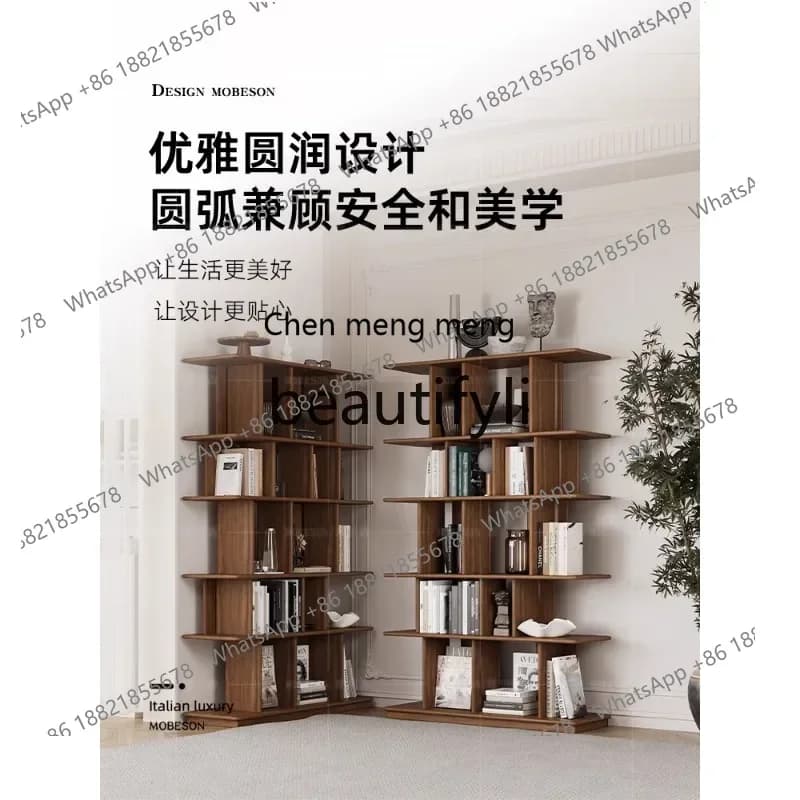2003Medieval style bookshelf shelf Solid wood creative bookcase Floor-to-ceiling display Bogu display shelf