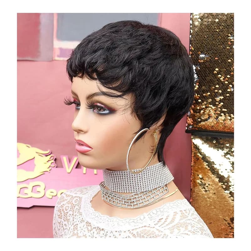High Quality Pixie Cut Short Synthetic Wig Voluminous Natural Straight