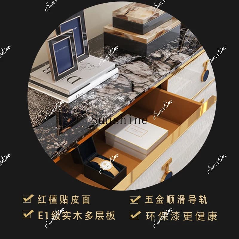 American light luxury post-modern simple marble chest high-end model home  FT