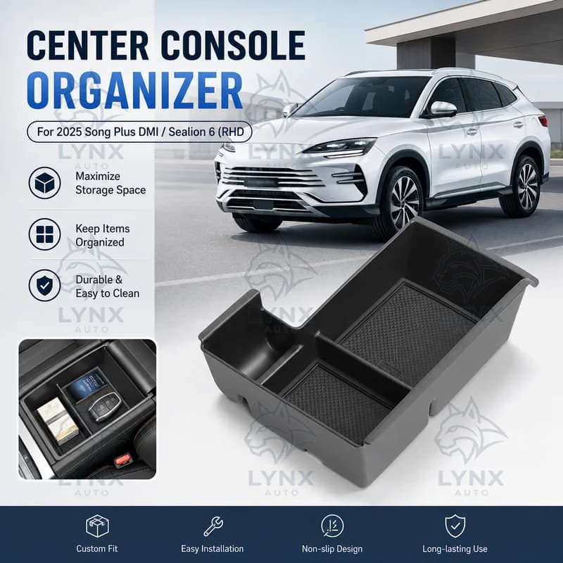 For 2025 Song Plus DMI/Sealion 6 Right Hand Drive Center Console Armrest Storage Box Organizer Car Accessories