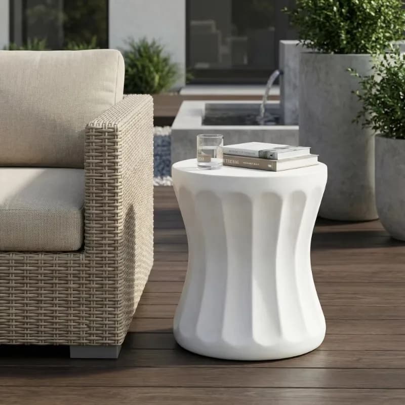 Outdoor round concrete side table antique white living room coffee table