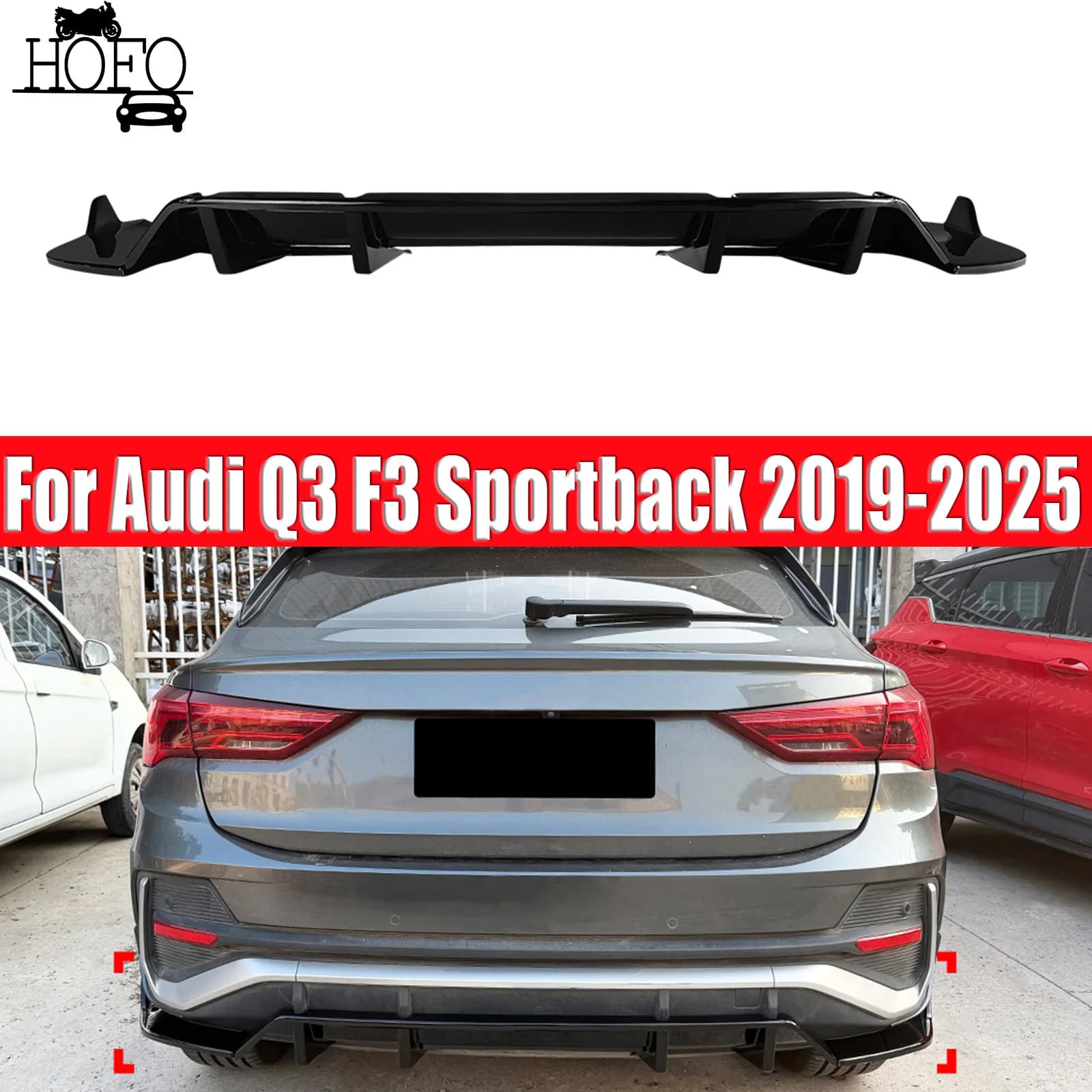 3PCS Car Rear Bumper Diffuser Lip Kit For Audi Q3 F3 Sportback 2019-2025