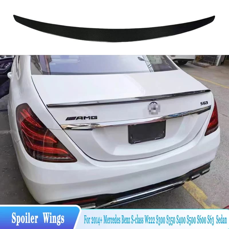 For 2014-2019 Mercedes Benz S-Class W222 S63 Car Rear Trunk Spoiler Wings ABS Material Car Exterior Tuning Trim Kit Accessories