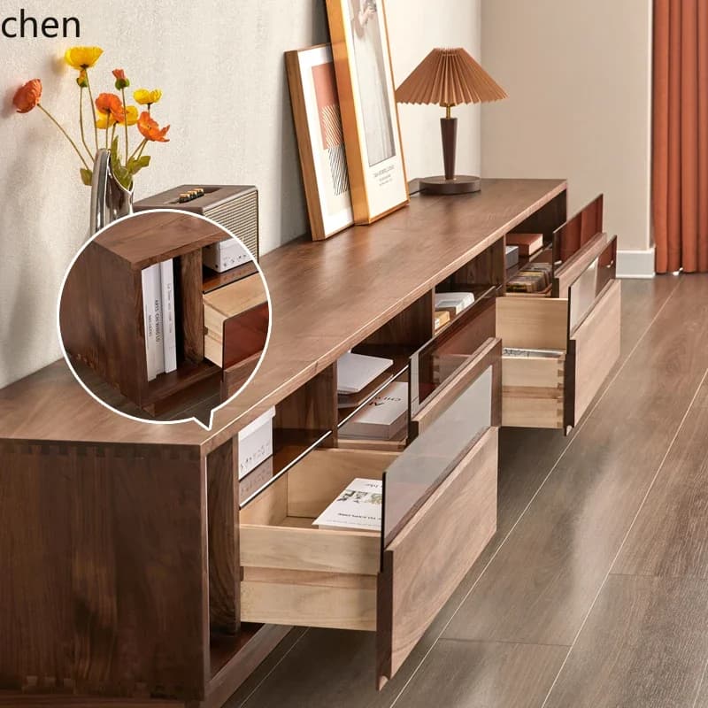 black walnut TV cabinet simple solid wood video cabinet ground cabinet
