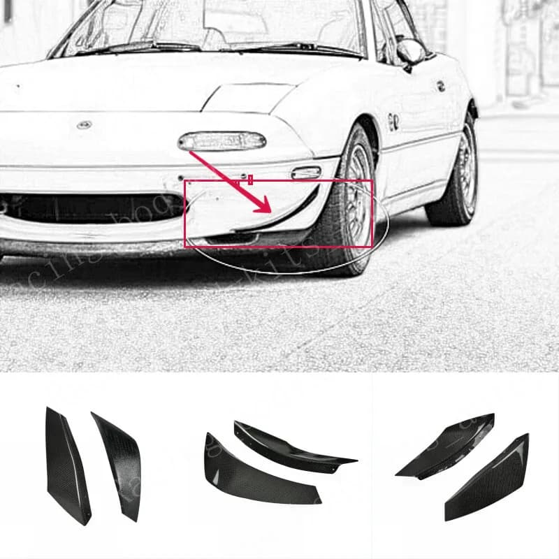 For Mazda MX5 NA MK1 Miata Carbon Fiber Front Bumper Canards Splitter Diffuser car Bodykits