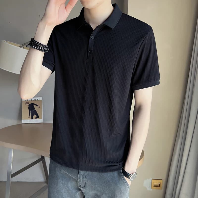 2026 Summer New Design Men's Silk Fabrics Short-Sleeved T-Shirt Polo Shirt