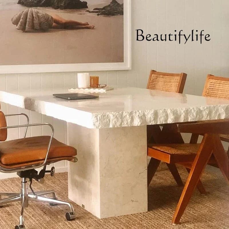M Old Dining Table Rectangle Medieval Natural Eating Table Broken Travertine Wabi Sassafras Marble Design