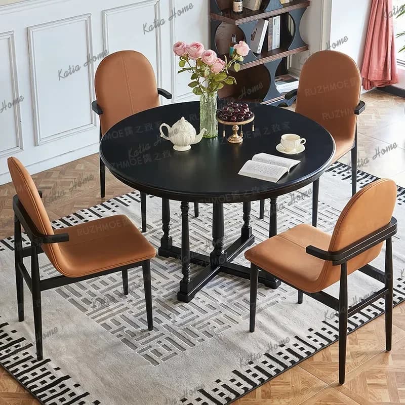 LD French Round Dining Table Vintage American Country Popular Dining Table Sleek Durable Home Furniture