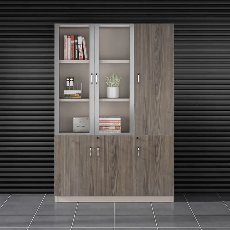 LMM.  file cabinet with lock storage display wooden high cabinet glass plate bookcase