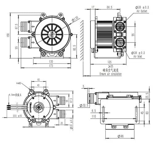 Professional 48V 40kpa High Pressure Fans Turbo Blower 13000w Brushless Fuel Cell Blower for SOFC System