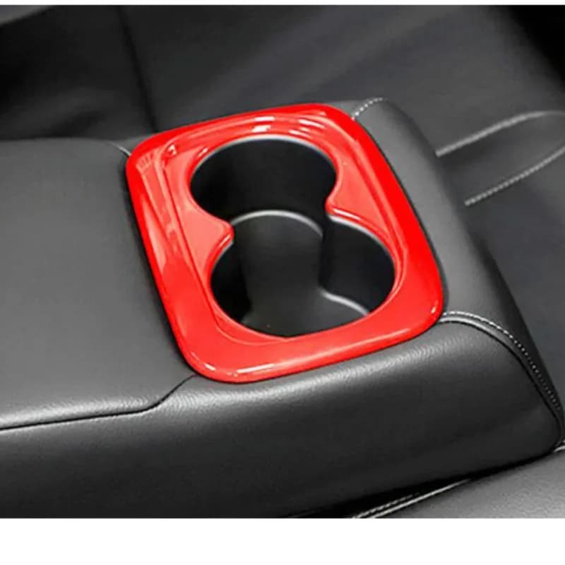 Car Rear Seat Water Cup Holder Frame Cover Trim For Honda Civic Sedan 2022 2023 2024 Carbon Interior Accessories