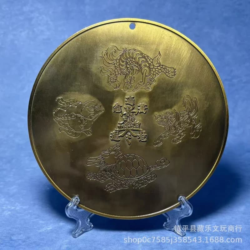 Five-Way God of Wealth Decorative Plate for Living Room, Wine Cabinet, Entryway Decoration, Antique Collection, Original Color,