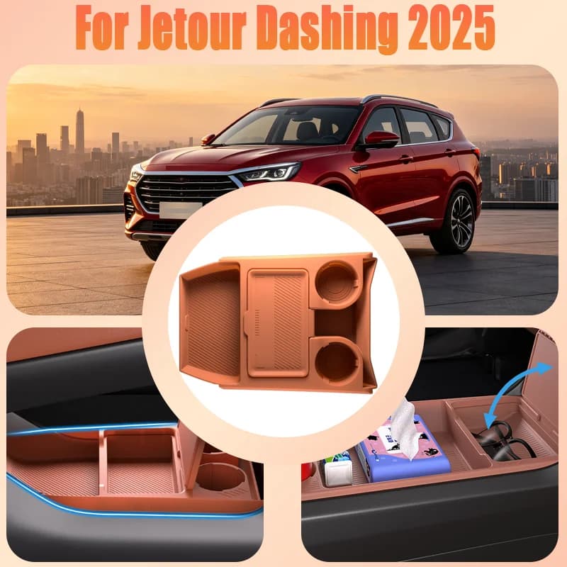 For Jetour Dashing 2025 Center Console Lower Storage Box, Drop-in Silicone Organizer Tray, Privacy Compartment, Anti-Slip