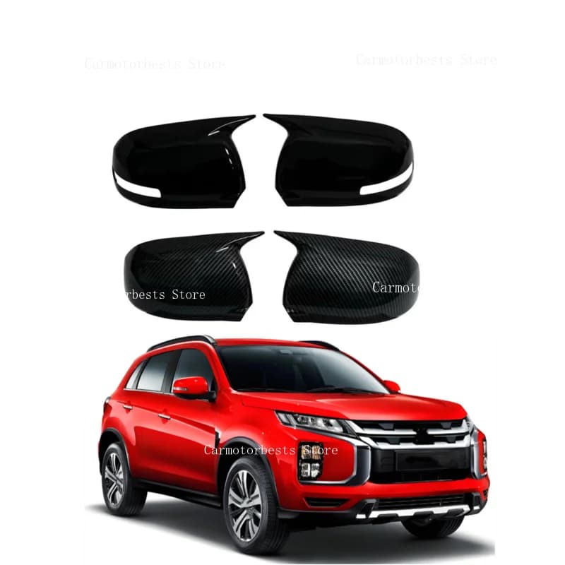 Car  Rearview Side Mirror Cover Fit For Mitsubishi ASX Outlander 2013-2019 2020 2021   Wing Cap Rear View Case Trim Carbon Fiber