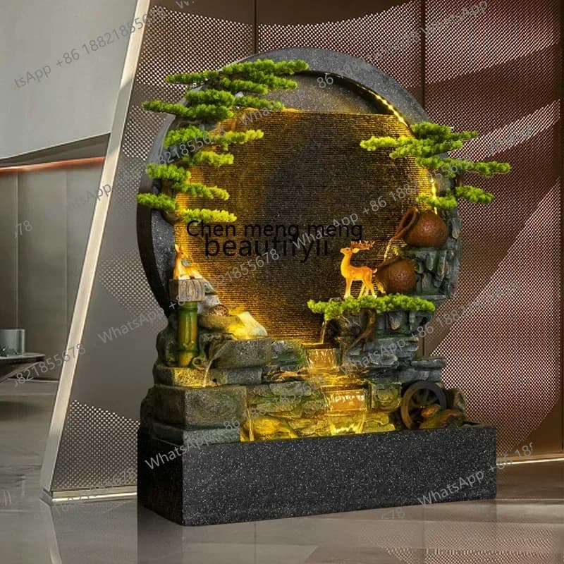 CC Water curtain wall floor-to-ceiling screen ornament, living room lucky fountain ornament, circulating water landscape