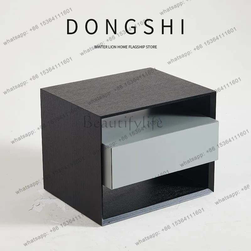 LS new designer bedside table Italian minimalist solid wood simple modern bedroom home