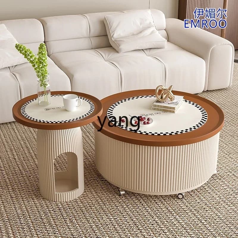 LTT home living room small apartment design high-end retro round tea table
