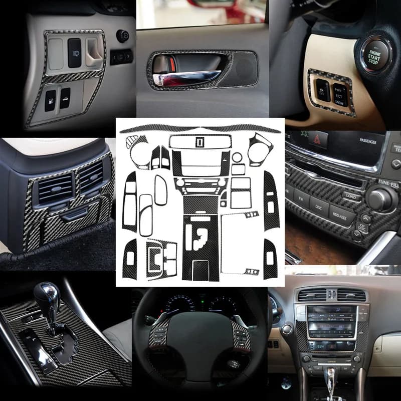 For LEXUS IS250 300 350 2006-2012 Car Interior Instrument Panel Vent Steering Wheel Decorative Carbon Fiber Stickers Accessories
