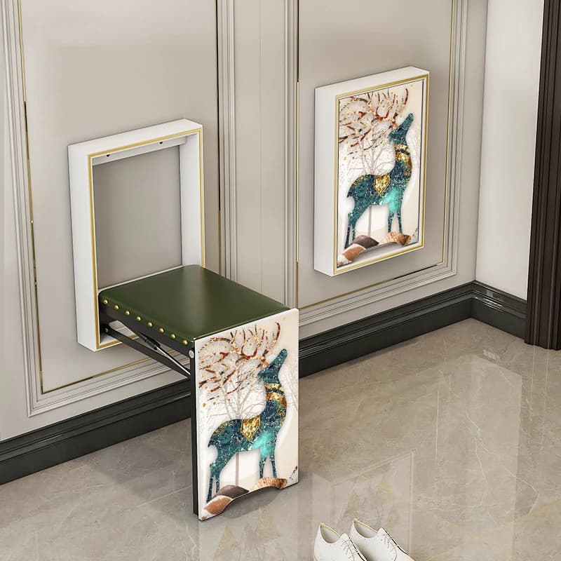 Folding shoe-changing stool household doorway wall-mounted wearing shoes stool telescopic space-saving wall folding chair
