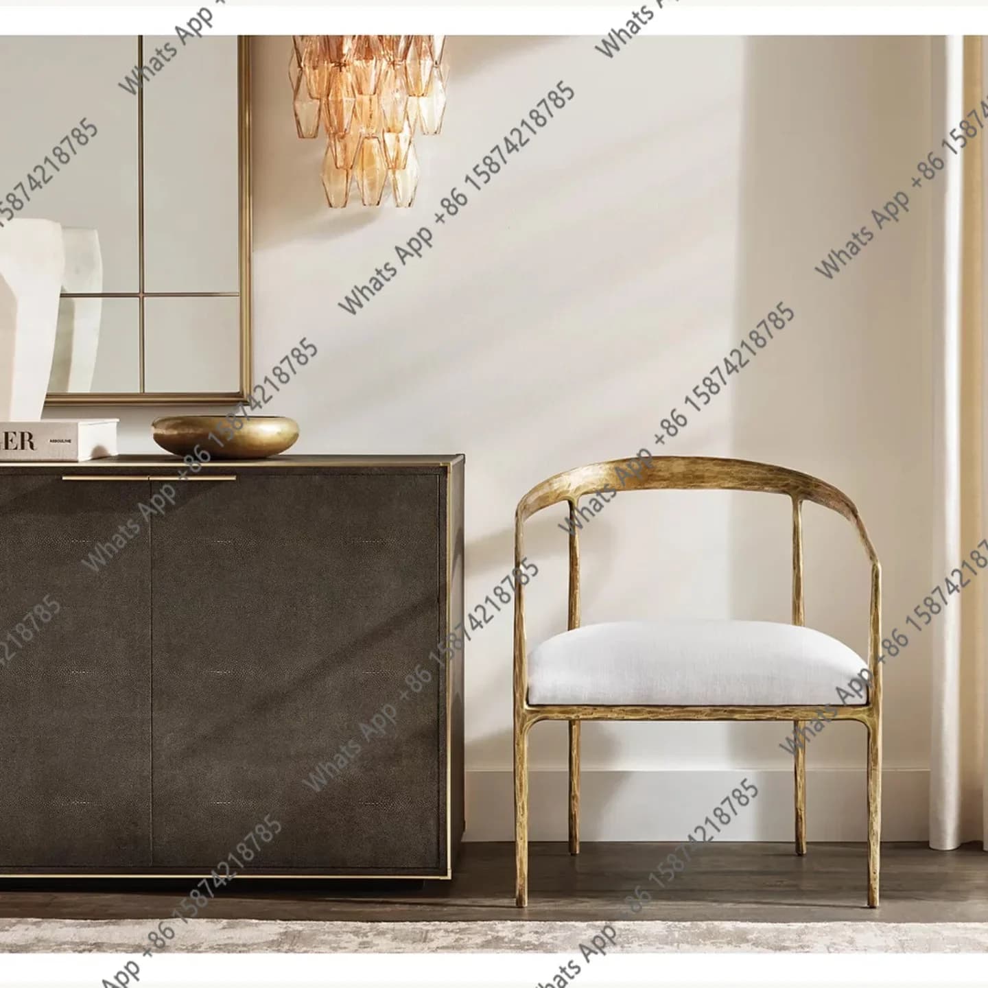J American Light Luxury Retro Curved Metal Sofa Nordic Stainless Steel Forging Home Living Room Single Leisure Chair
