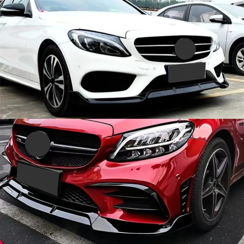 For W205 2015-2021 Mercedes Benz C Class  Front Bumper Lip Spoiler Splitters Diffuser Kit C200 C250 C260 C300 C400 Car Body Kit