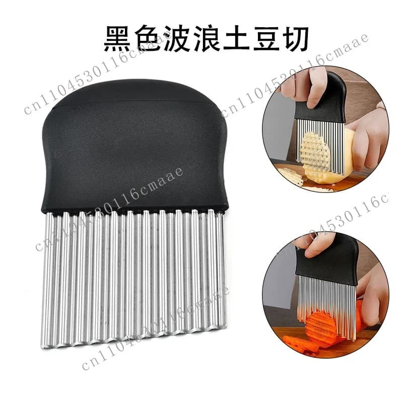 Upgraded and thickened stainless steel 430 wave potato cutting corrugated knife wolf tooth  French fries cutting kitchen tools