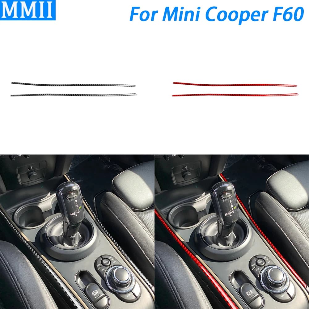 For Mini Cooper F60 Countryman 2017-2023 Carbon Fiber Gear Shift Both Side Panel Trim Strips Car Interior Accessories Sticker