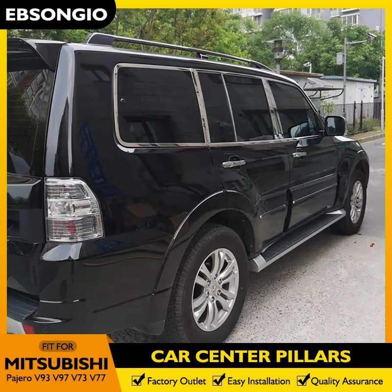 For Mitsubishi Pajero V93 V97 V73 V77 Accessories 2007-2019 Car Window Pillar Strip Cover Trim Stainless Center Pillars Sticker